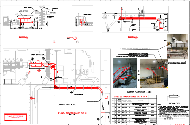 Plano transportador de cazatas helados
